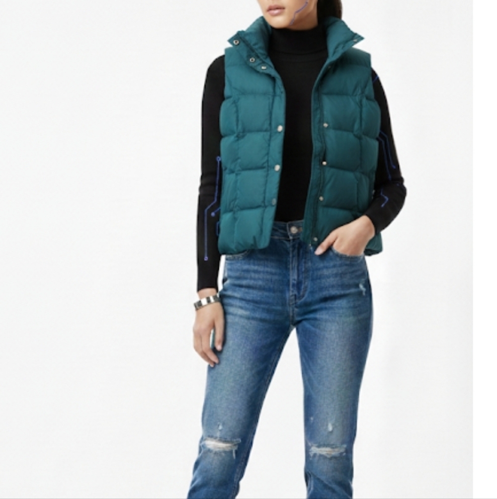 Eddie Bauer Teal Quilted Goose Down Vest